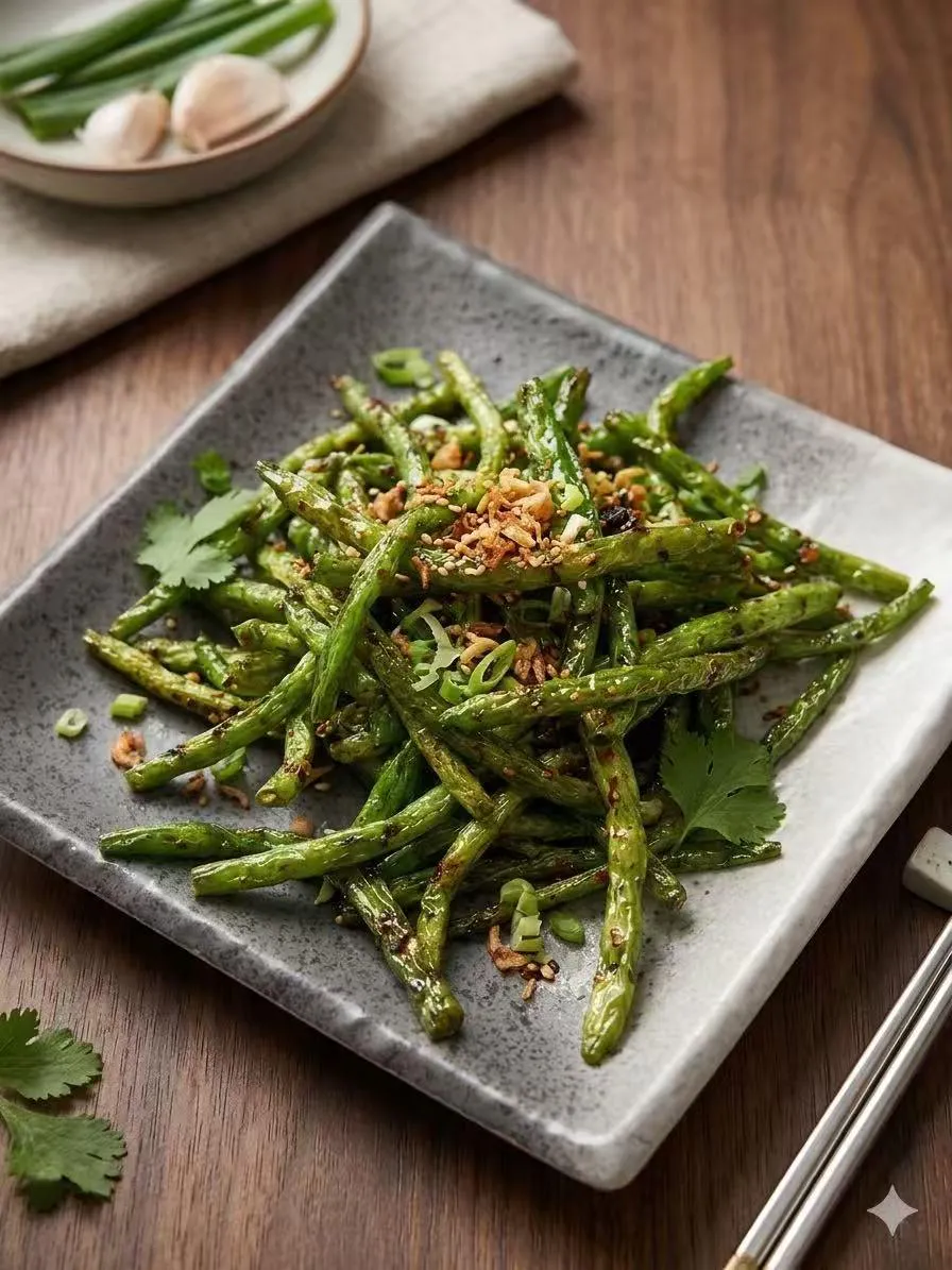 Dry-Fried Green Beans at Joyee Dumpling House, Chinese Restaurant in Oceanside